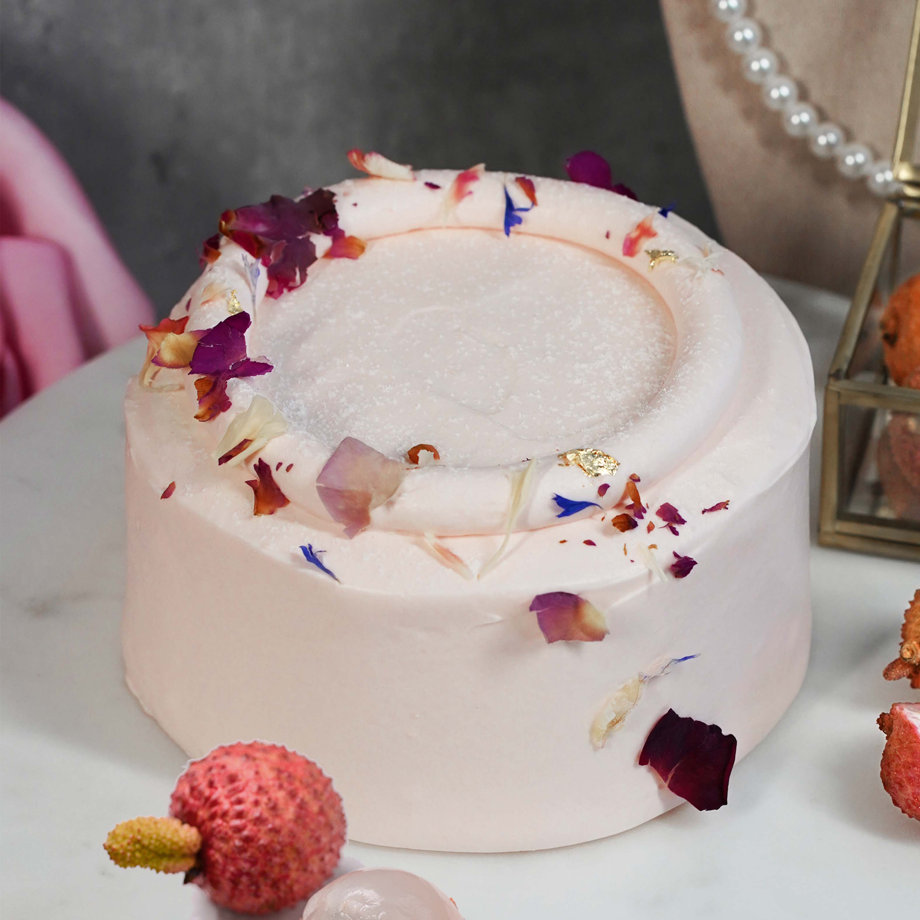 Lychee Rose Cream Roll Cake | Sift & Simmer